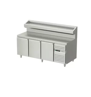 Kylt pizzabord med dörr och kylränna, dubbelstyrning AT-PKB-210-111-H2