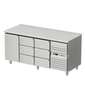 Platt kylbord med dörrar och 6 lådor AT-KHT2-180-133-A